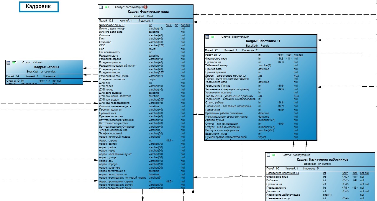 ER-диаграмма кастомизированной физической модели данных в SAP PowerDesigner